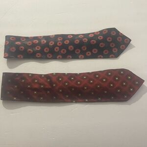 BOSS Hugo Boss Silk Neck Tie Set of 2 Seta Soie 100% Floral  Print Gold Square R